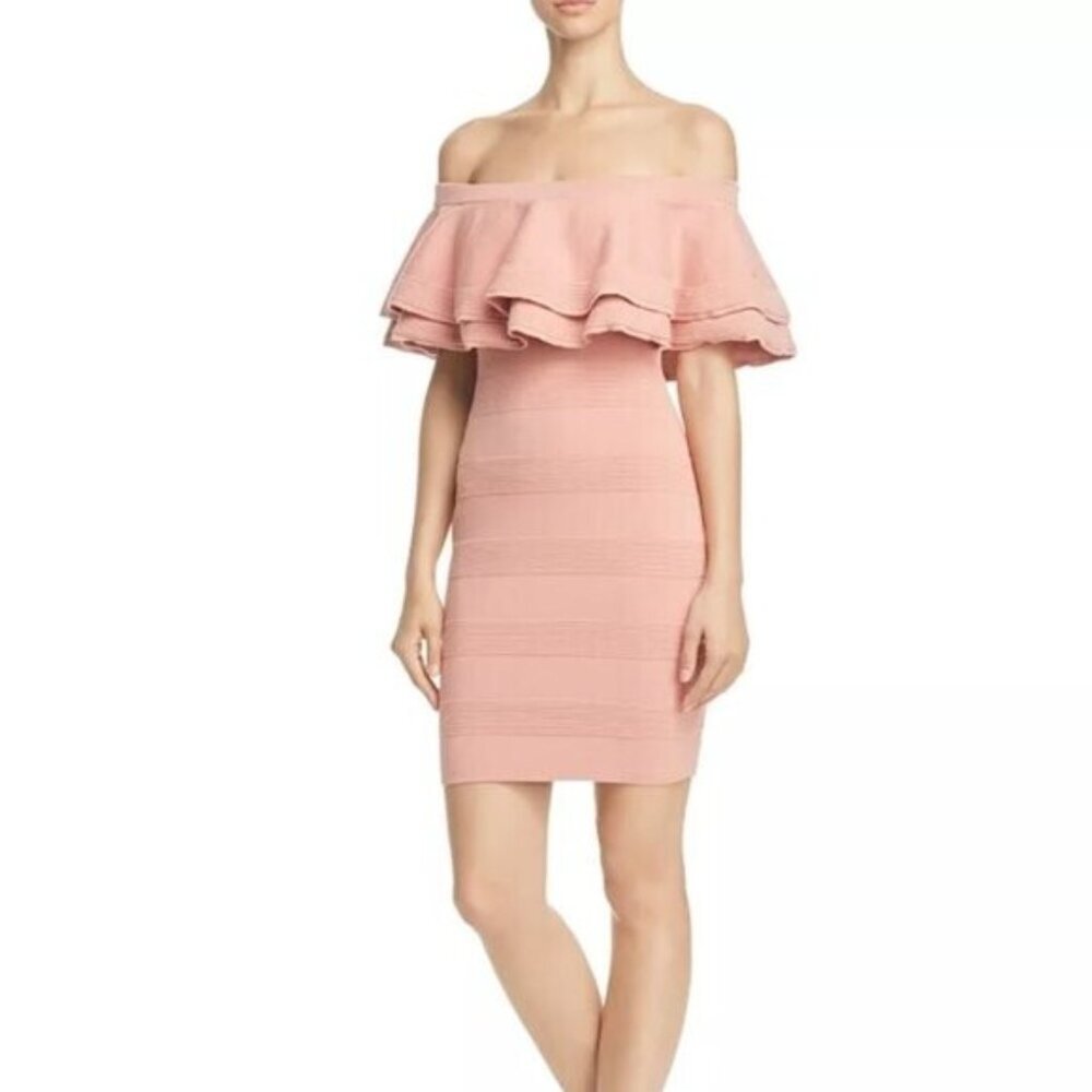 *Endless Rose Off The Shoulder Tiered Ruffle Bodycon Dress Black Cotton Mini S